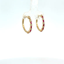 Load image into Gallery viewer, 14kt Yellow Gold Natural Ruby and Diamond Earrings
