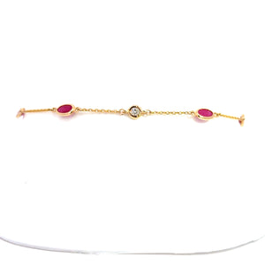 14kt Yelloe Gold Ruby and Diamond Bangle Bracelet