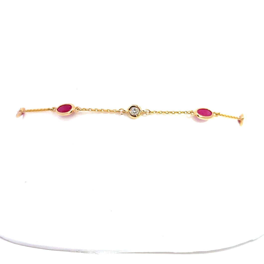 14kt Yelloe Gold Ruby and Diamond Bangle Bracelet