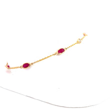 Load image into Gallery viewer, 14kt Yelloe Gold Ruby and Diamond Bangle Bracelet
