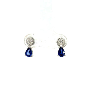18kt White Gold Natural Sapphire and Diamond Earrings