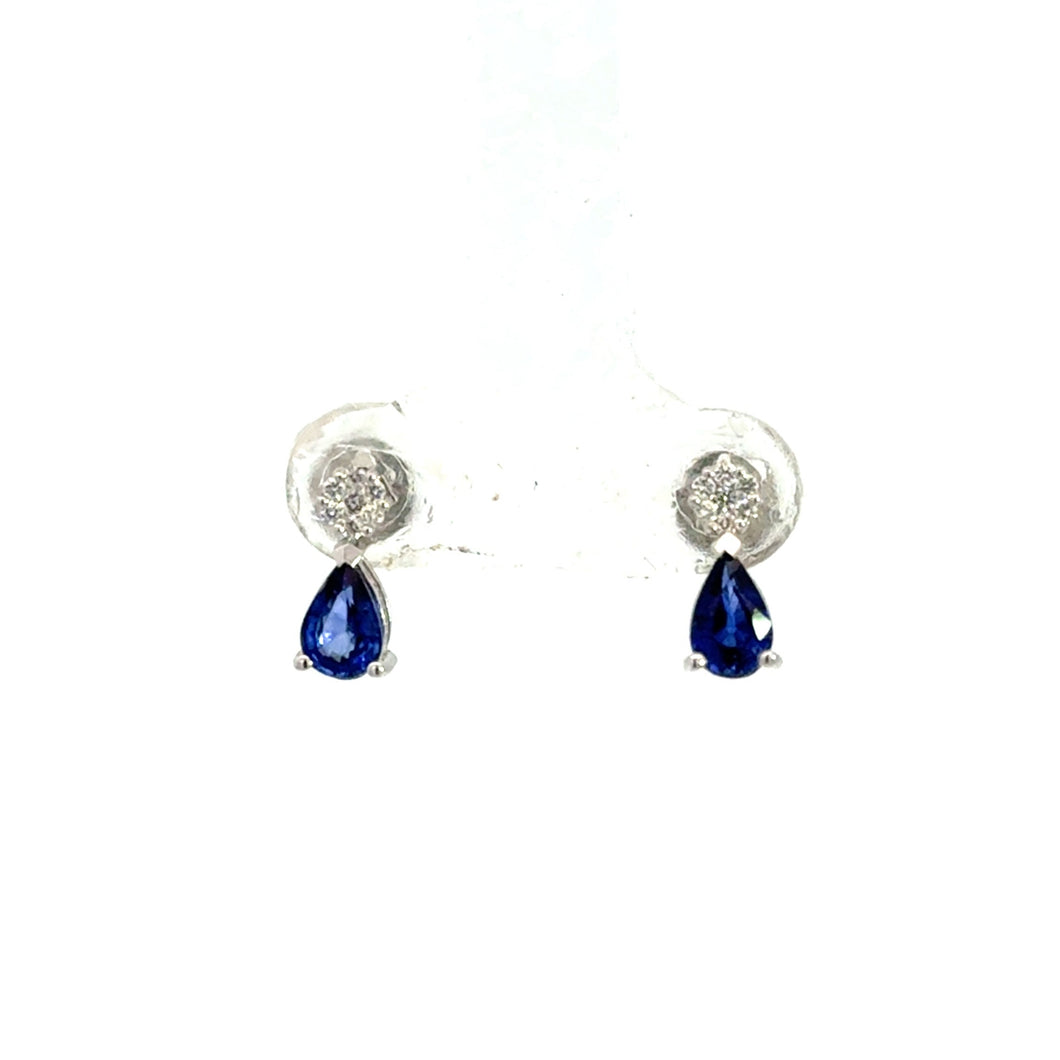 18kt White Gold Natural Sapphire and Diamond Earrings