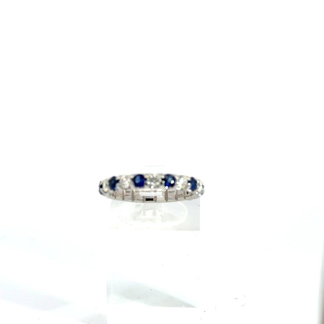 14kt White Gold Natural Blue Sapphire and Diamond Ring