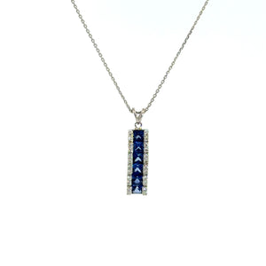 14kt White Gold Natural Blue Sapphire and Diamond Pendant