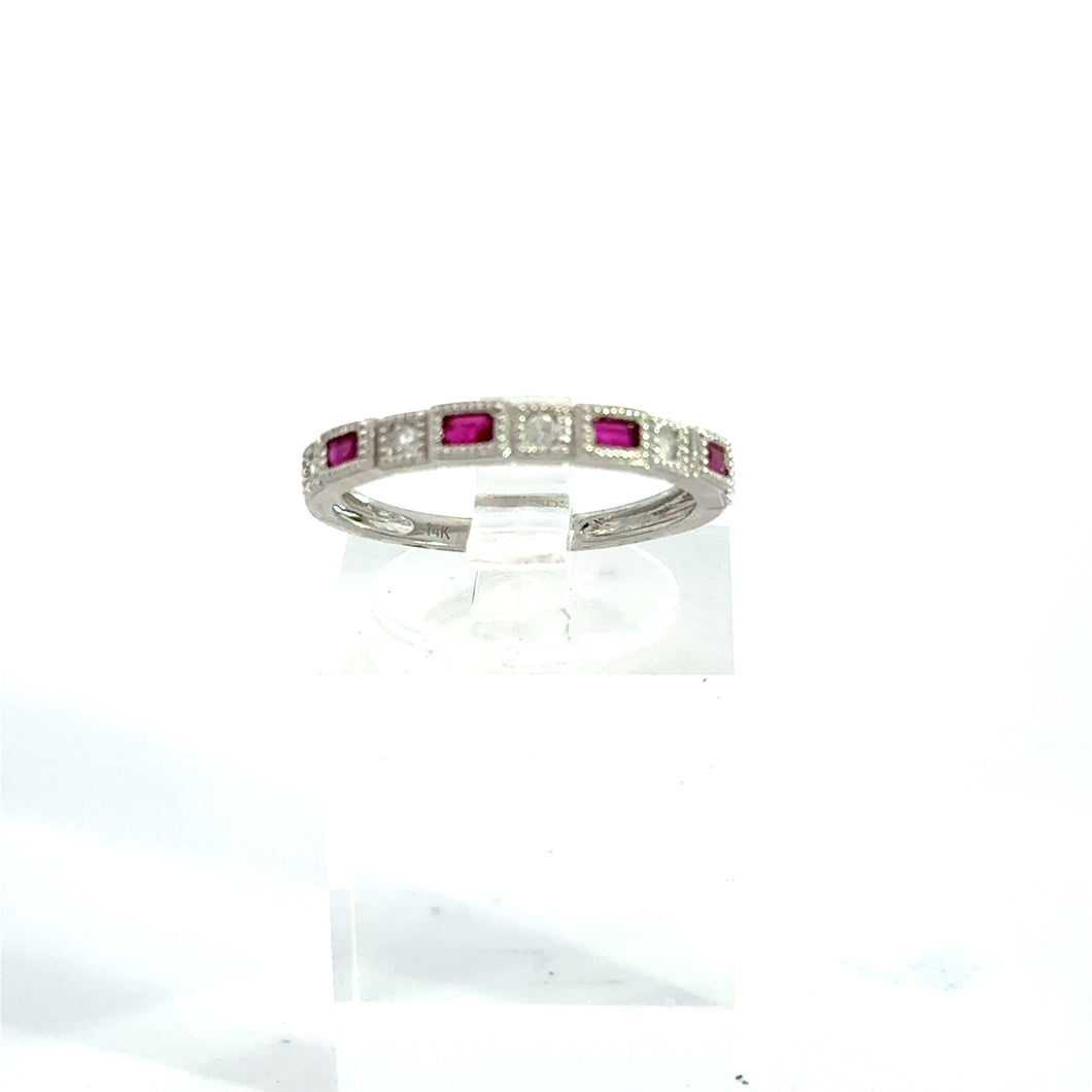 14kt White Gold Natural Ruby and Diamond Ring