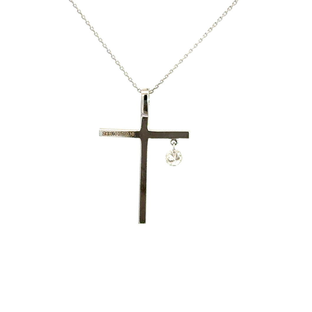 14kt White Gold Diamond Cross Pendant