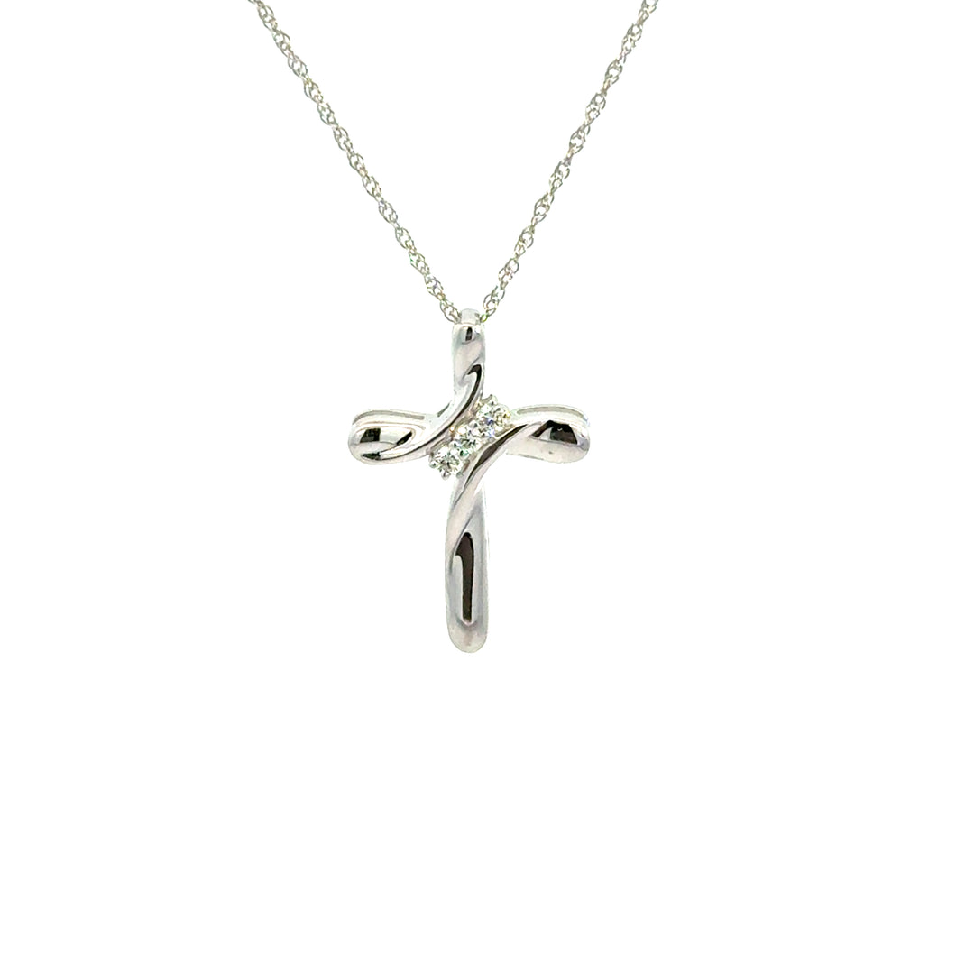 14kt White Gold Diamond Cross Pendant