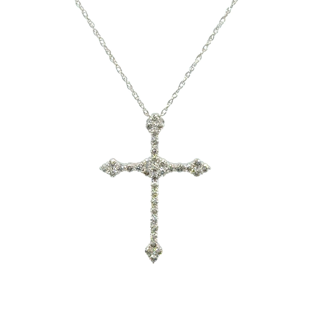 14kt White Gold Diamond Cross Pendant