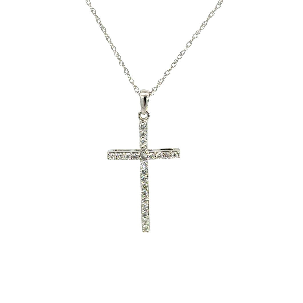 14kt White Gold Diamond Cross Pendant