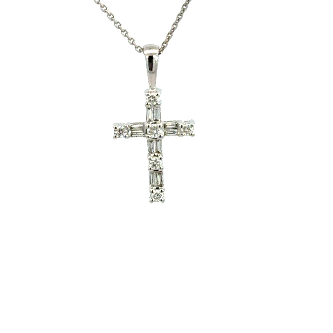 14kt White Gold Diamond Cross Pendant