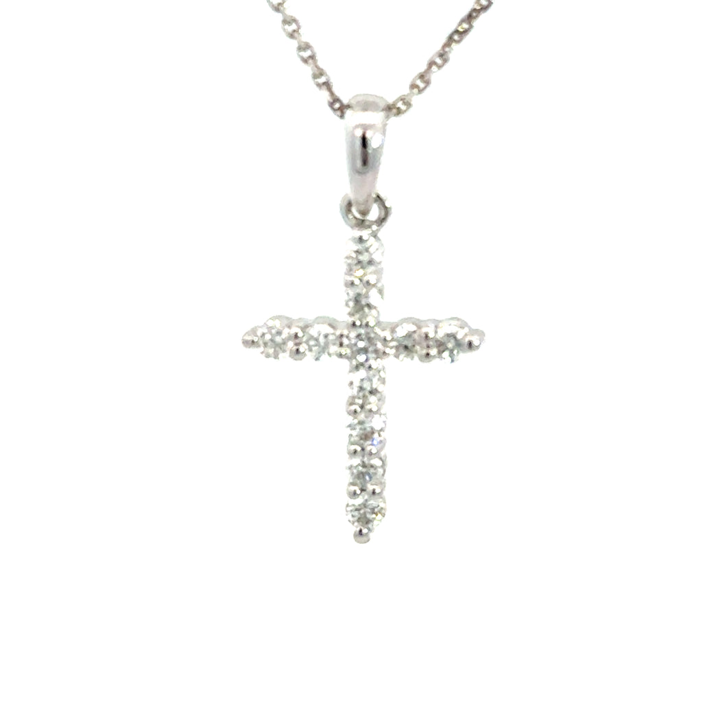 14kt White Gold Diamond Cross Pendant