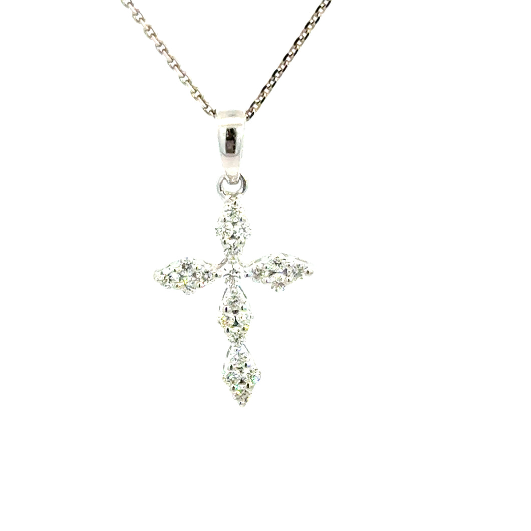 14kt White Gold Diamond Cross Pendant