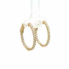Load image into Gallery viewer, 14kt Yelow  Gold Diamond Hoops
