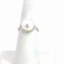 Load image into Gallery viewer, 14kt White Gold Pearl and Diamond Ring
