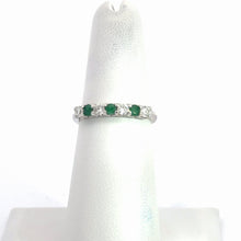 Load image into Gallery viewer, 14kt White Gold Natural Emerald and Diamond Ring
