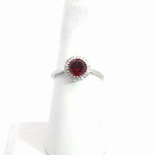 Load image into Gallery viewer, 14kt White Gold Garnet and  Diamond Ring
