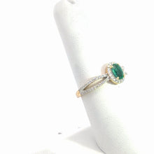 Load image into Gallery viewer, 14kt Yellow Gold Natural Emerald and Diamond Ring
