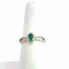 Load image into Gallery viewer, 14kt Yellow Gold Natural Emerald and Diamond Ring
