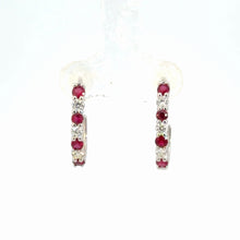 Load image into Gallery viewer, 14kt White Gold Natural Ruby and Diamond Earrings
