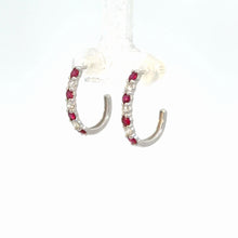 Load image into Gallery viewer, 14kt White Gold Natural Ruby and Diamond Earrings
