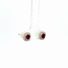 Load image into Gallery viewer, 14kt White Gold Natural Ruby and Diamond Earrings
