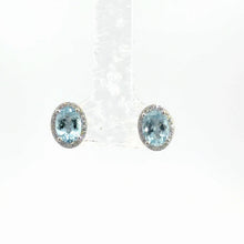 Load image into Gallery viewer, 14kt White Gold Aquamarine  and Diamond Earrings
