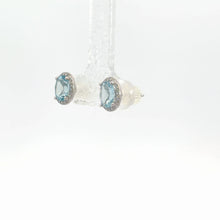Load image into Gallery viewer, 14kt White Gold Aquamarine  and Diamond Earrings
