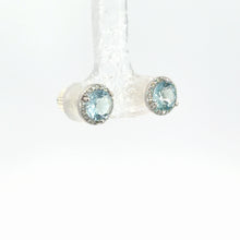 Load image into Gallery viewer, 14kt White Gold Aquamarine  and Diamond Earrings
