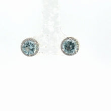 Load image into Gallery viewer, 14kt White Gold Aquamarine  and Diamond Earrings
