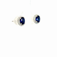 Load image into Gallery viewer, 14kt White Gold Natural Sapphire and Diamond Earrings
