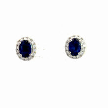 Load image into Gallery viewer, 14kt White Gold Natural Sapphire and Diamond Earrings
