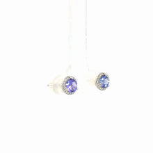 Load image into Gallery viewer, 14Kt White Gold Tanzanite and  Diamond Earrings

