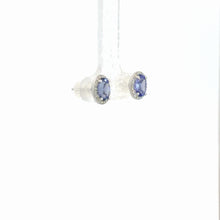 Load image into Gallery viewer, 14Kt White Gold Tanzanite and  Diamond Earrings
