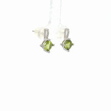Load image into Gallery viewer, 14kt White Gold Peridot and Diamond Earrings

