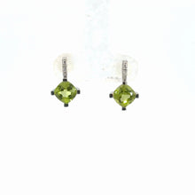 Load image into Gallery viewer, 14kt White Gold Peridot and Diamond Earrings
