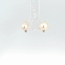 Load image into Gallery viewer, 14kt Yellow Gold Pearl and Diamond Earrings
