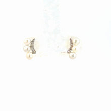 Load image into Gallery viewer, 14kt White Gold Pearl and Diamond Earrings
