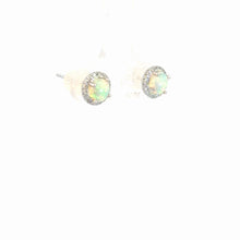 Load image into Gallery viewer, 14kt White Gold Diamond and Opal Earrings
