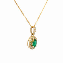 Load image into Gallery viewer, 14kt Yellow Gold Natural Emerald and Diamond Pendant
