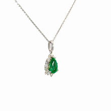 Load image into Gallery viewer, 18kt White Gold Natural Emerald and Diamond Pendant

