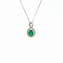 Load image into Gallery viewer, 14kt White Gold Natural Emerald and Diamond Pendant
