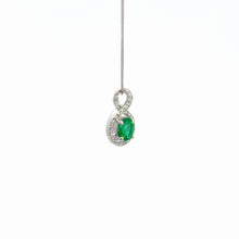Load image into Gallery viewer, 14kt White Gold Natural Emerald and Diamond Pendant
