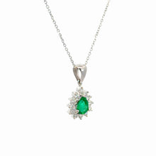 Load image into Gallery viewer, 14kt White Gold Natural Emerald and Diamond Pendant
