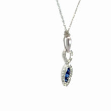 Load image into Gallery viewer, 14kt White Gold Natural Blue Sapphire and Diamond Pendant
