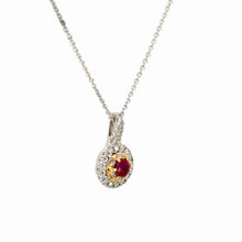 Load image into Gallery viewer, 14kt White Gold Natural Ruby and Diamond Pendant
