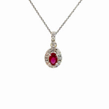 Load image into Gallery viewer, 14kt White Gold Natural Ruby and Diamond Pendant
