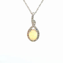 Load image into Gallery viewer, 14kt White Gold Opal and Diamond  Pendant
