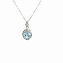 Load image into Gallery viewer, 14kt White Gold Aquamarine and Diamond Pendant
