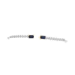 14kt White and Yellow Gold Diamond and Natural Sapphire  Bracelet