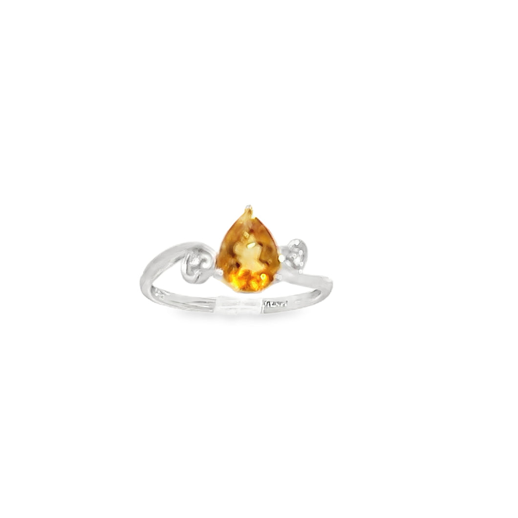 14kt White Gold Citrine and Diamond Ring